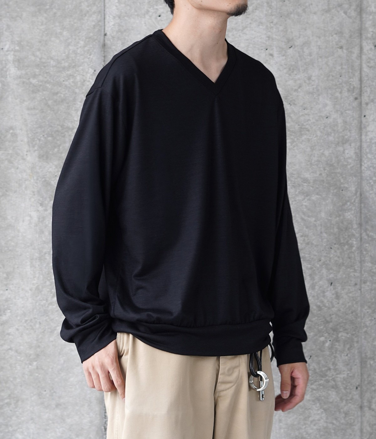 別注】V-NECK L/S TEE -SUPER 100s WASHABLE WOOL JERSEY- | marka