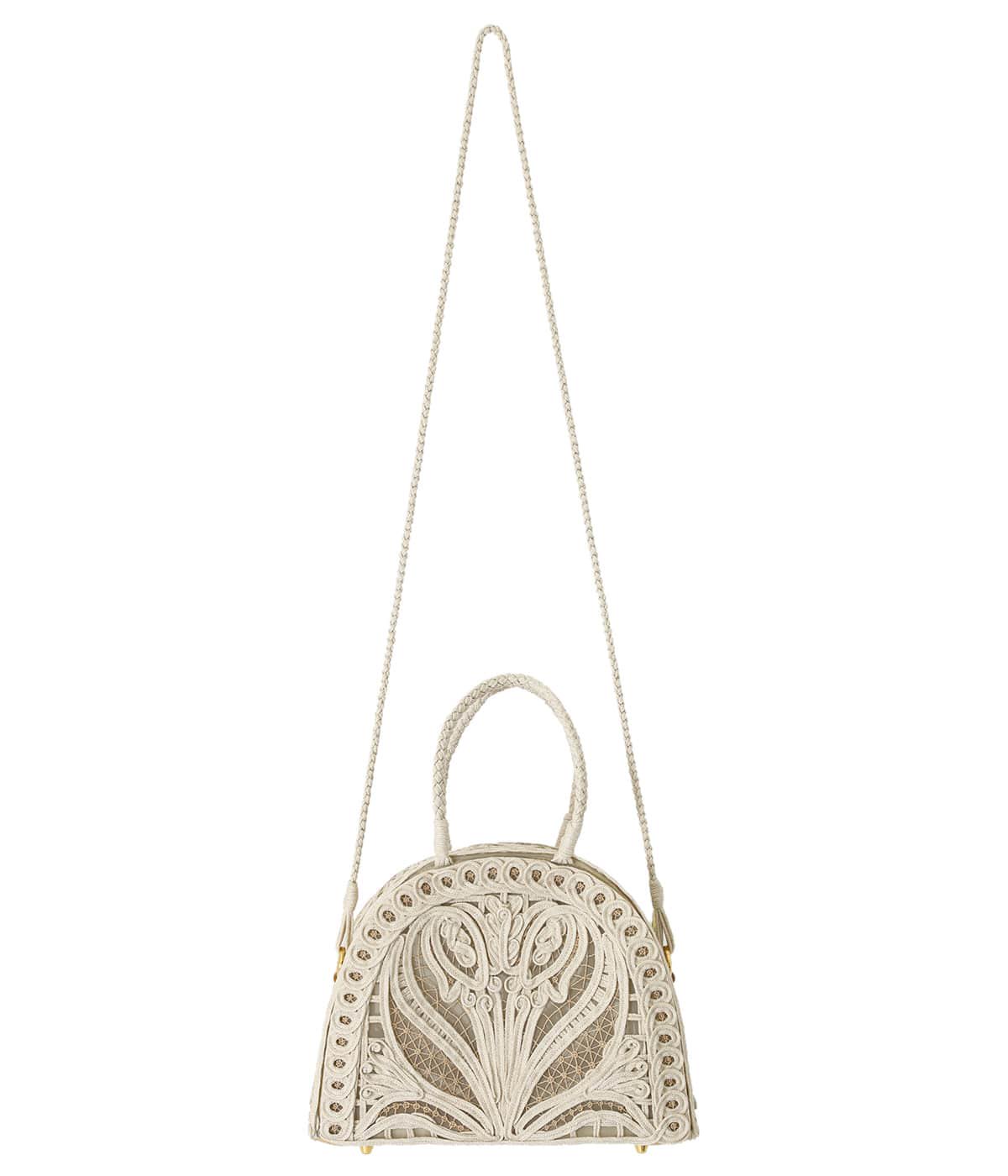 【レディース】Cording Embroidery Demi Lune Handbag