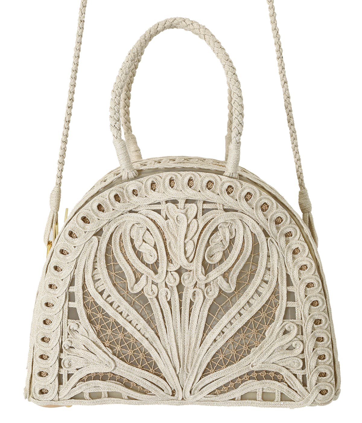 【レディース】Cording Embroidery Demi Lune Handbag