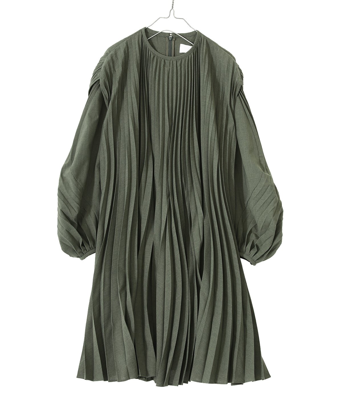 Mame Curved Pleated Dress - khaki
