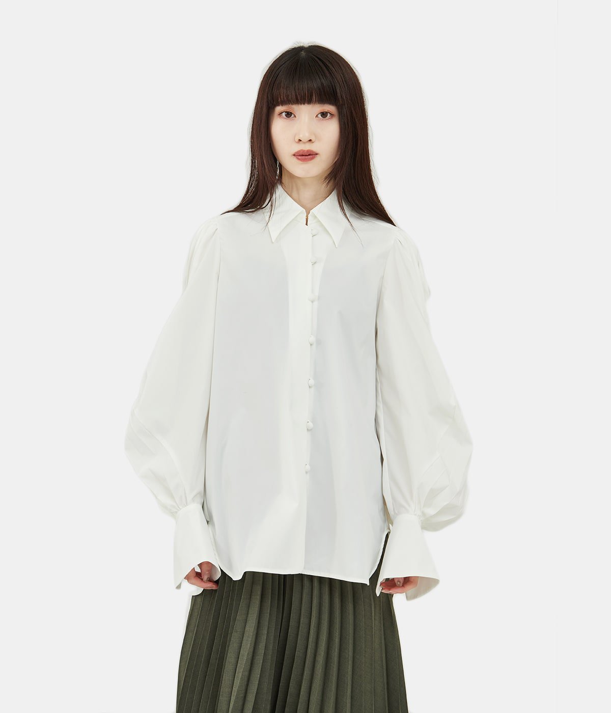 レディース】Curved Pleated Shirt | Mame Kurogouchi(マメ クロゴウチ