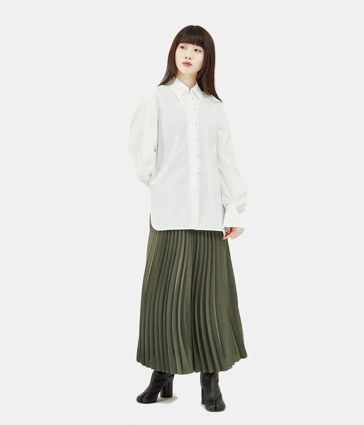 レディース】Curved Pleated Shirt | Mame Kurogouchi(マメ クロゴウチ