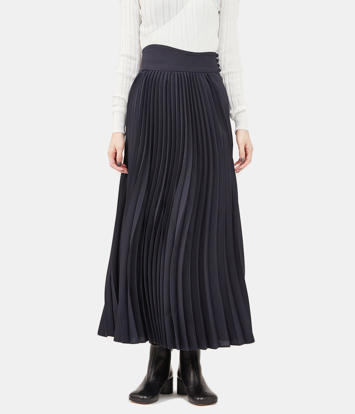 Mame Kurogouchi＞Curved Pleated Skirt - ロングスカート