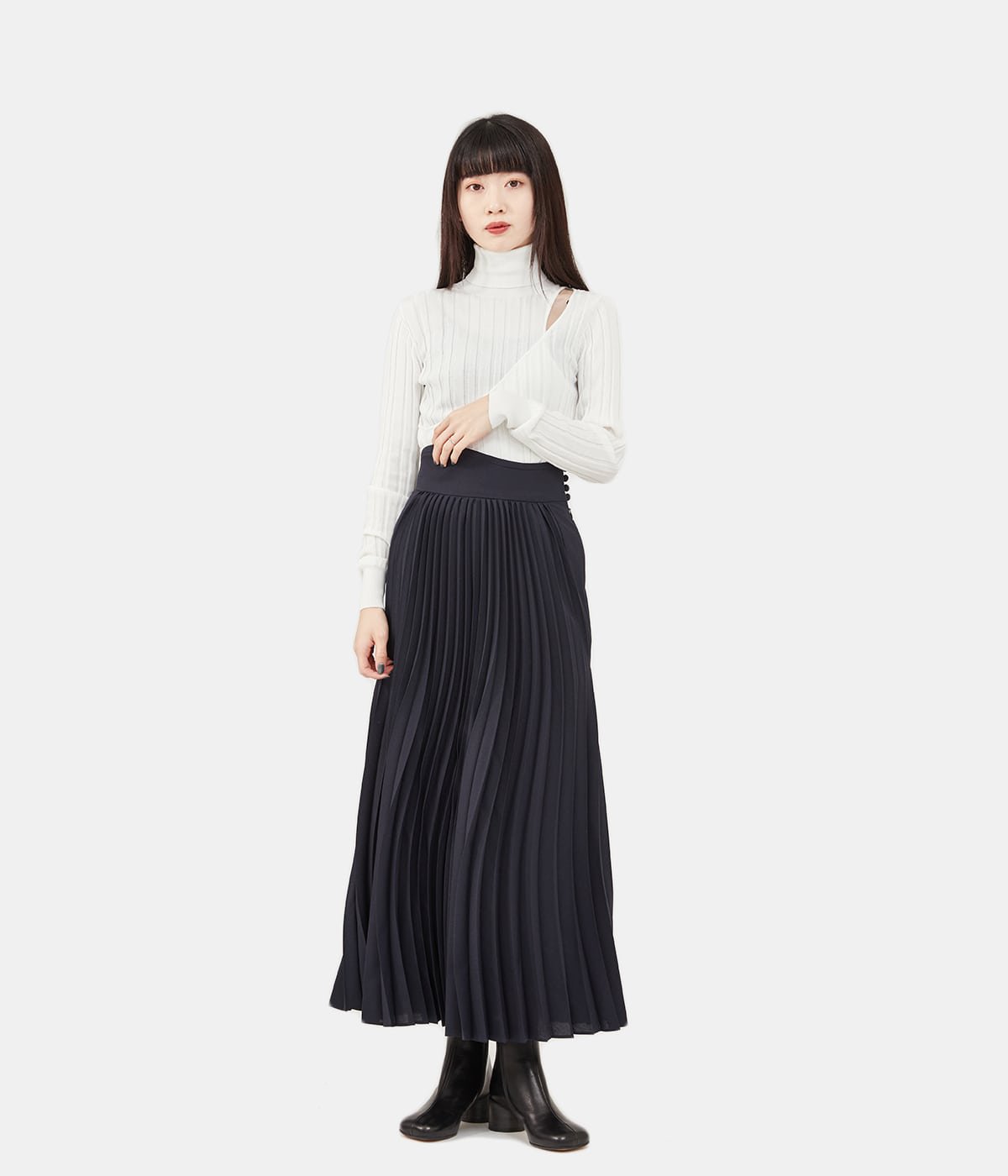 レディース】Curved Pleated Flared Skirt | Mame Kurogouchi(マメ 