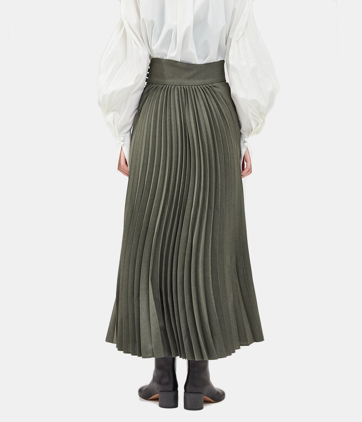 【レディース】Curved Pleated Flared Skirt