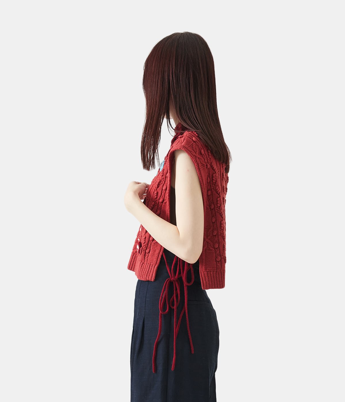レディース】Hand-Knitted Floral Motif Vest | Mame Kurogouchi(マメ