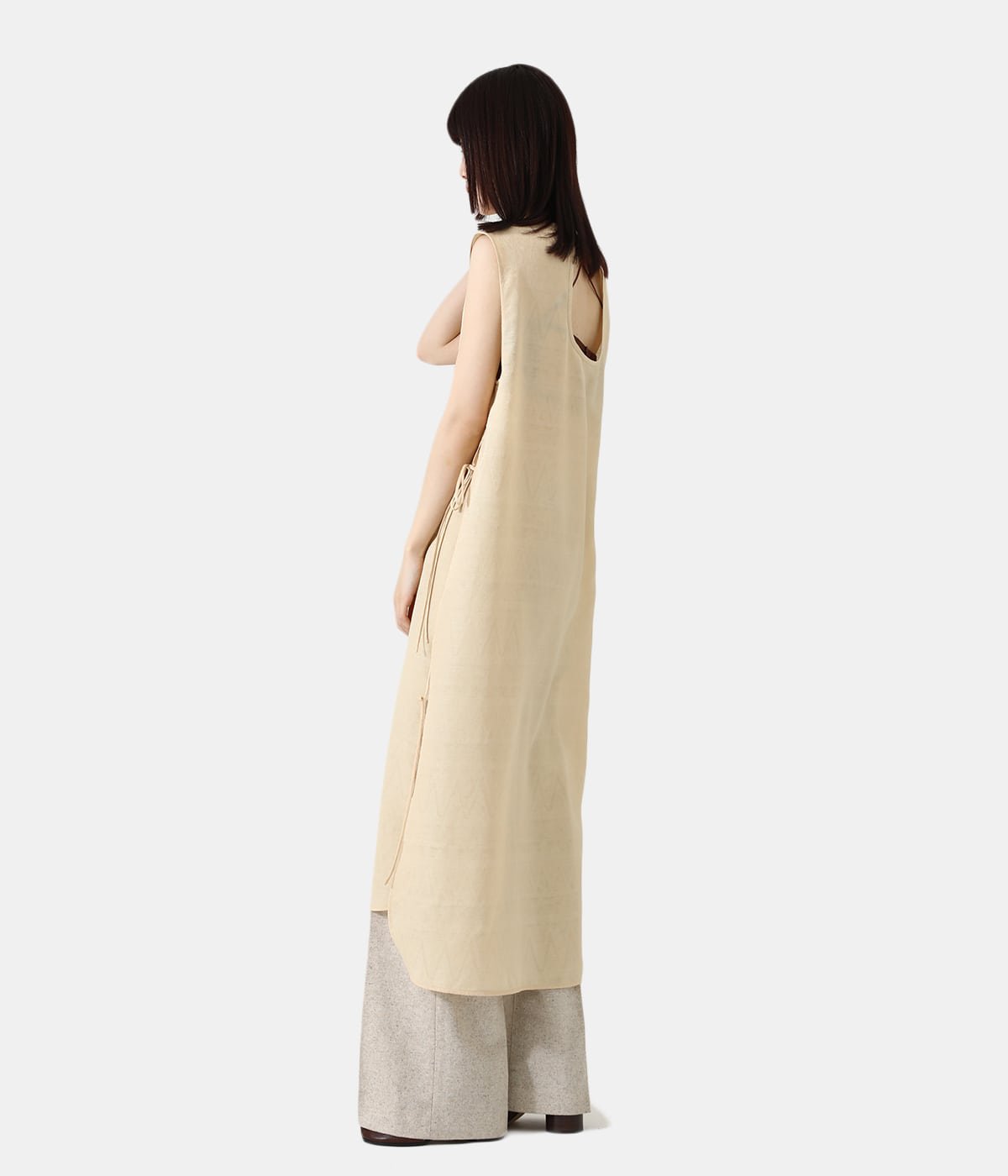 【レディース】Geometric Pattem Mesh Jacquard Sleeveless Dress