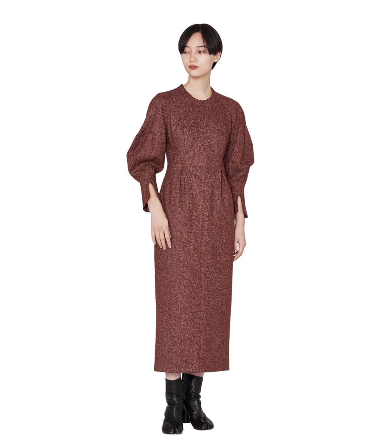 Mame Kurogouchi マメ クロゴウチ 16SS Tulle Embroidered Sleeve I-Line Dress アームレースフラワー ワンピース ドレス ネイビー MM16SS-DR018 レディース45センチ肩幅