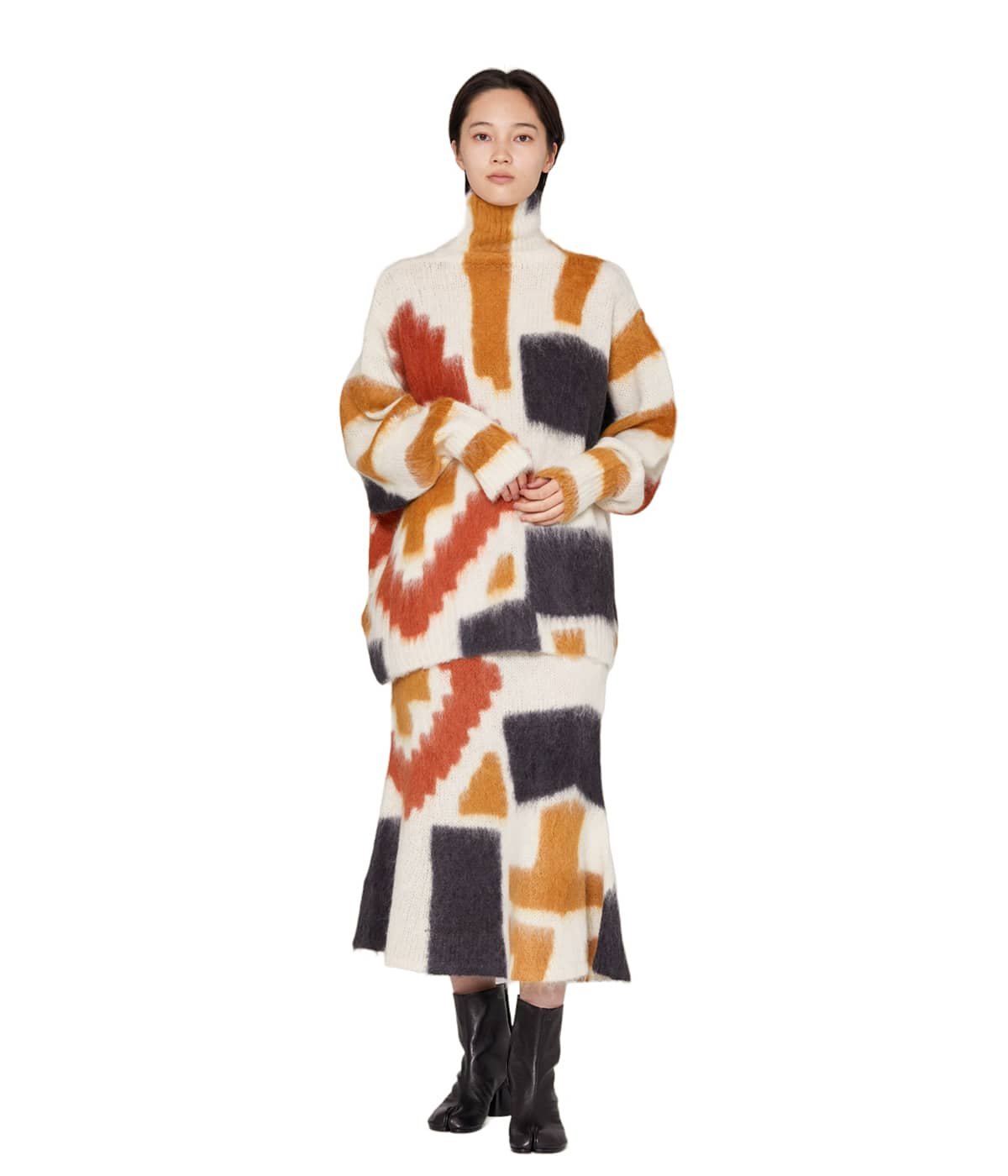 レディース】Origami Dyed Suri Alpaca Wool Knitted Skirt | Mame 