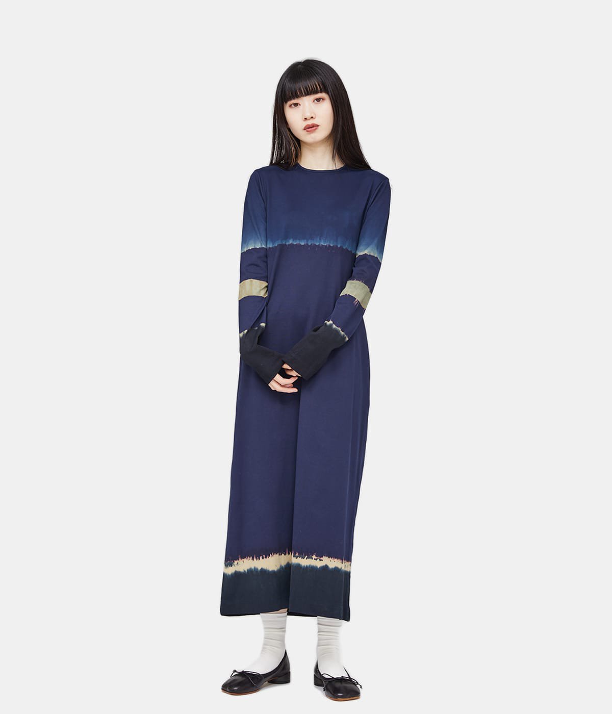 Shibori Tie-Dyed Cotton Jersey Dress マメ - ロングワンピース