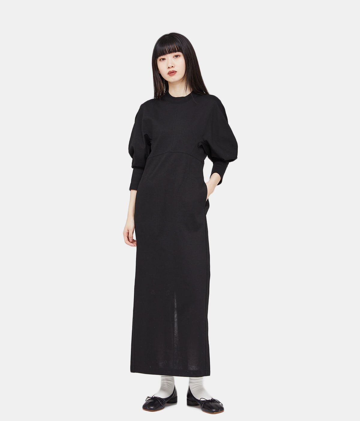 Mame Cotton Jersey Dress -ネイビー | angeloawards.com