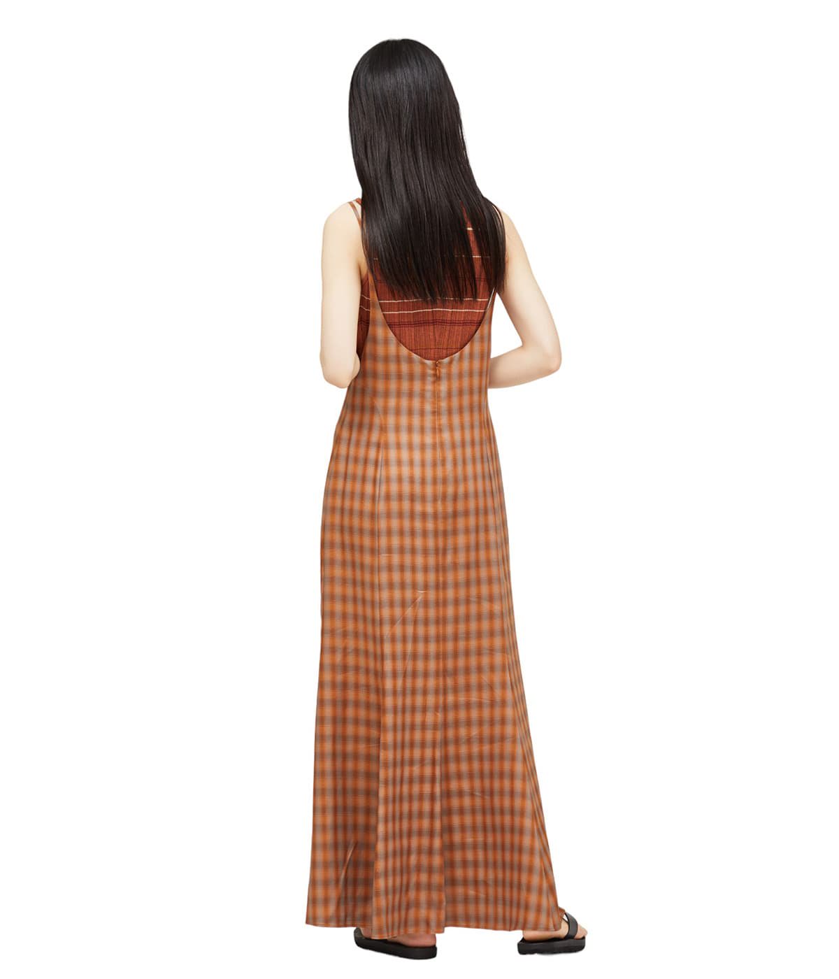 レディース】Linen Mix Ombre Check Camisole Dress | Mame Kurogouchi