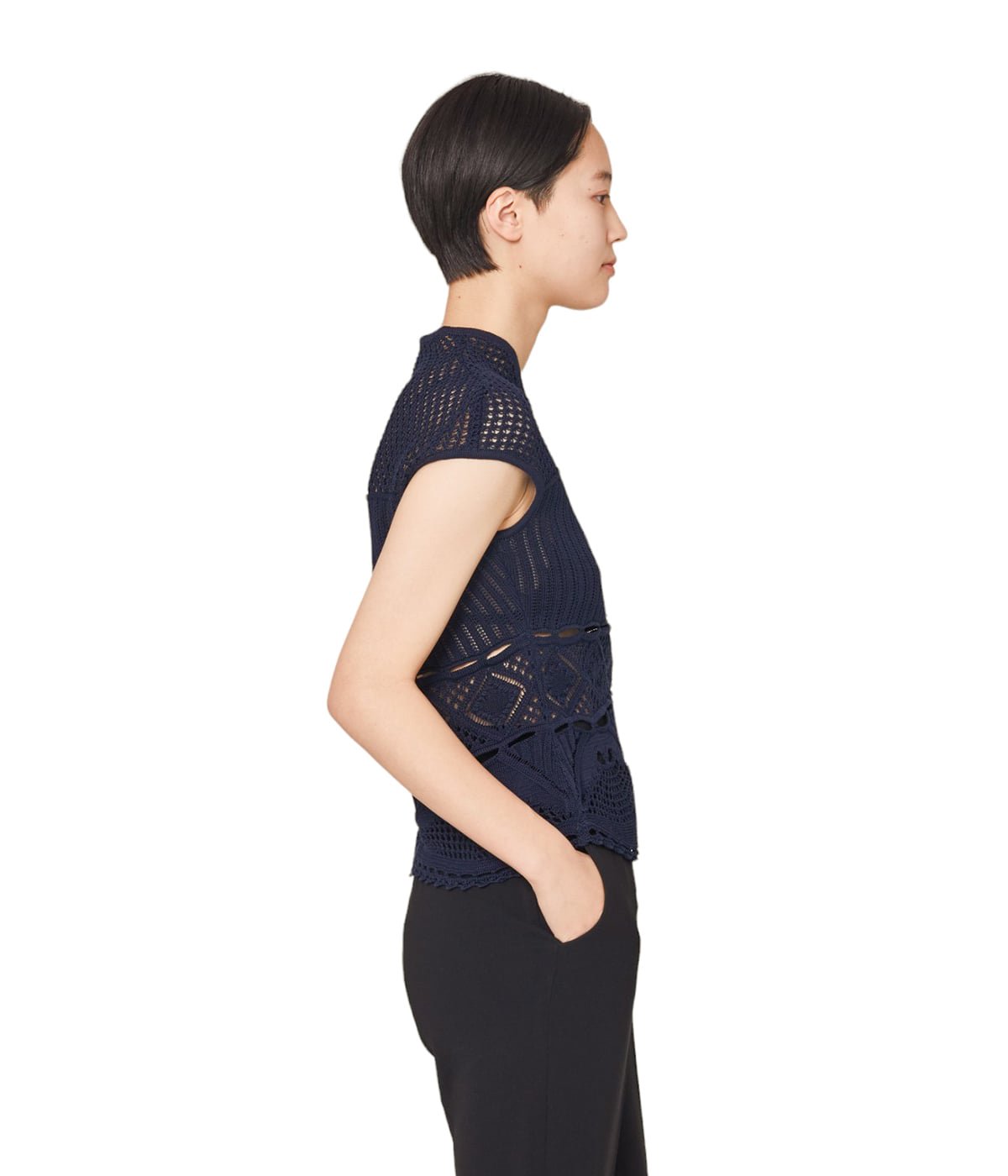 レディース】Cotton Lace Sleeveless Knitted Top | Mame Kurogouchi 