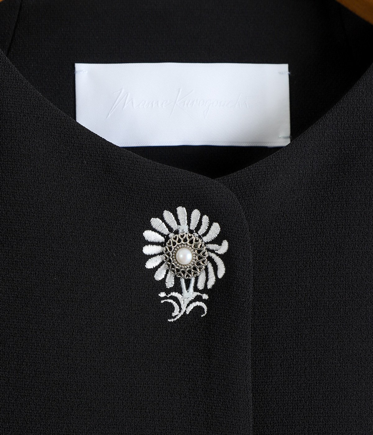 レディース】Acetate Polyester Embroidered Buttonholes Vest | Mame 