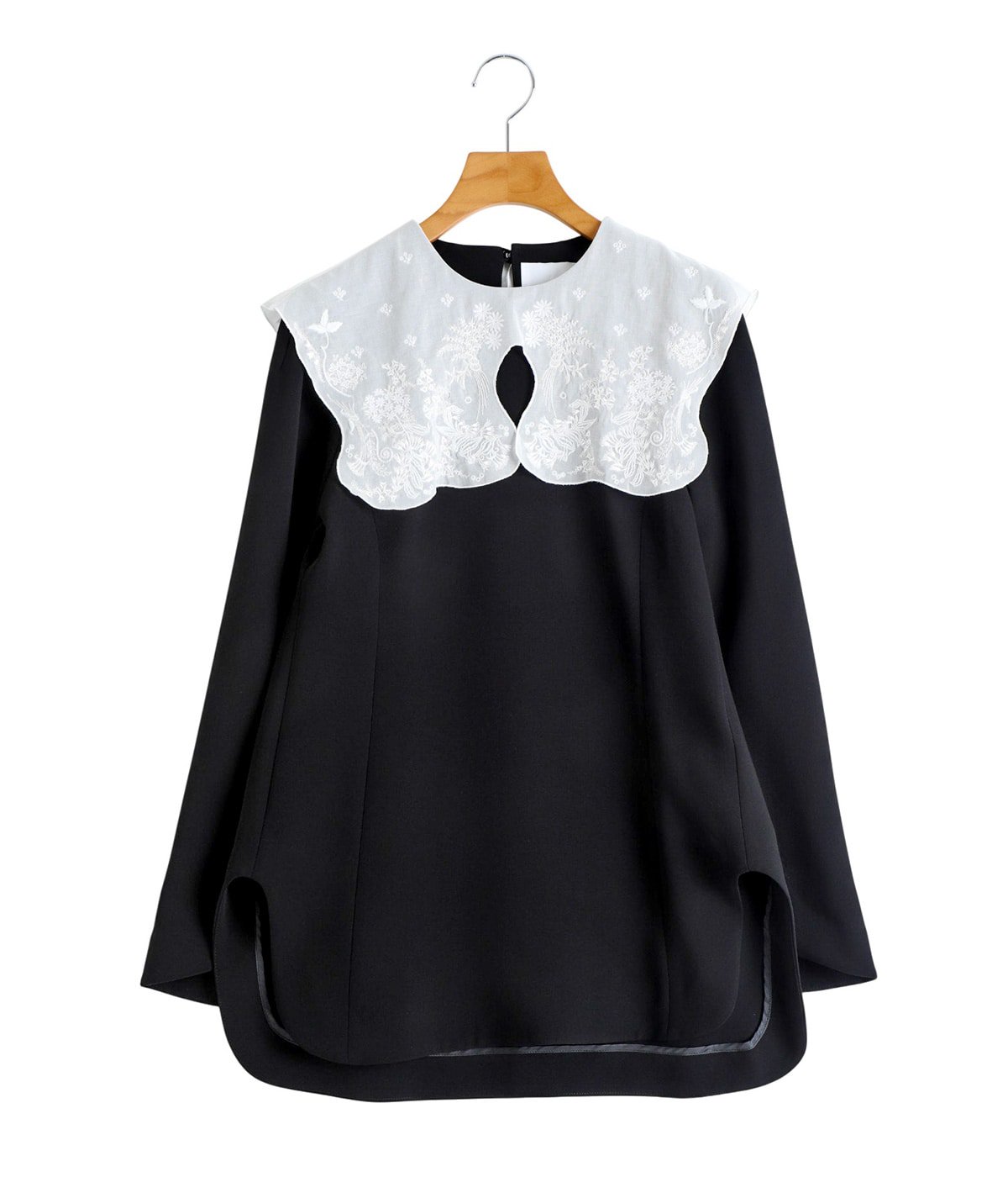 レディース】Triacetate Georgette Embroidery Collar Top | Mame