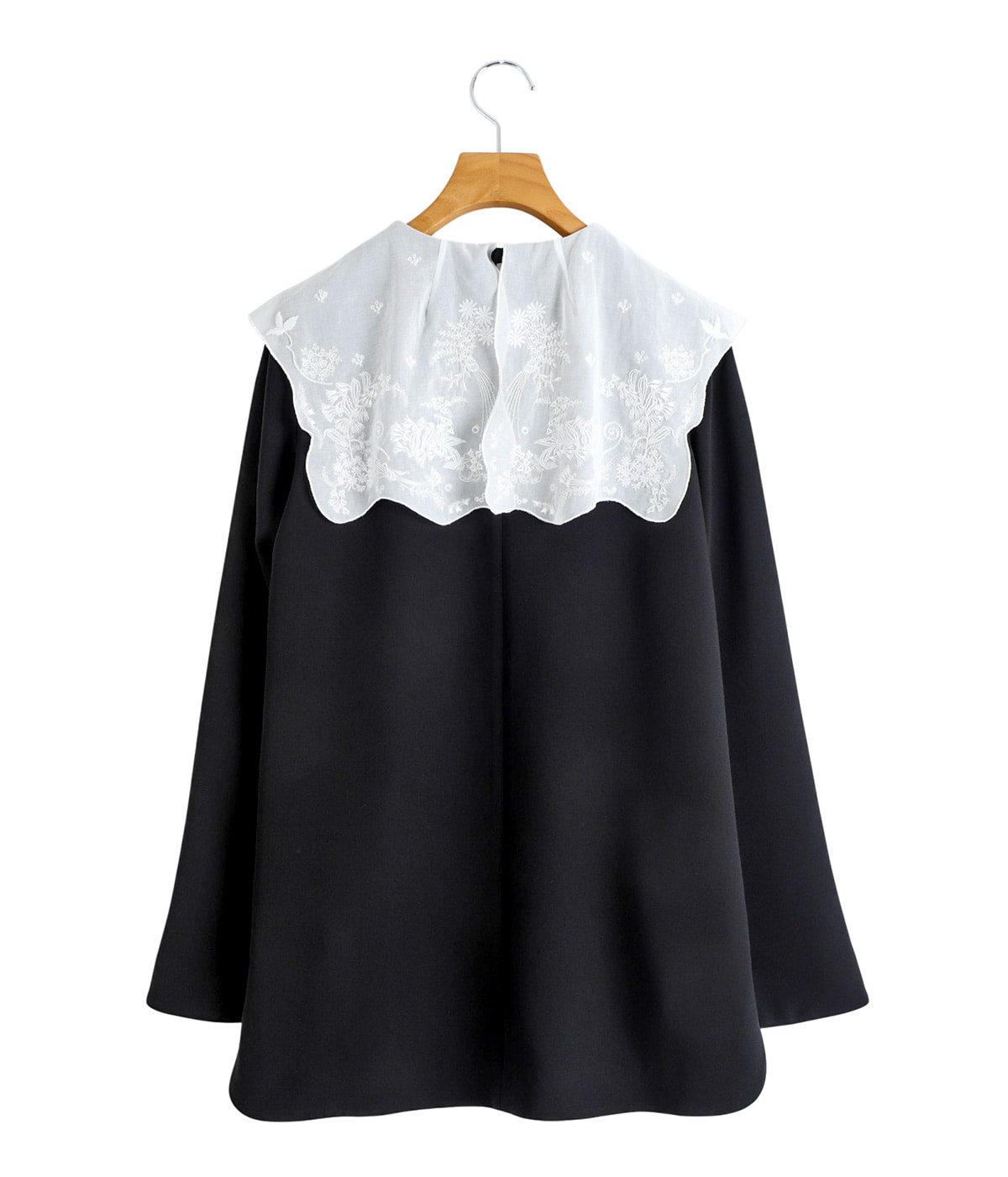 レディース】Triacetate Georgette Embroidery Collar Top | Mame