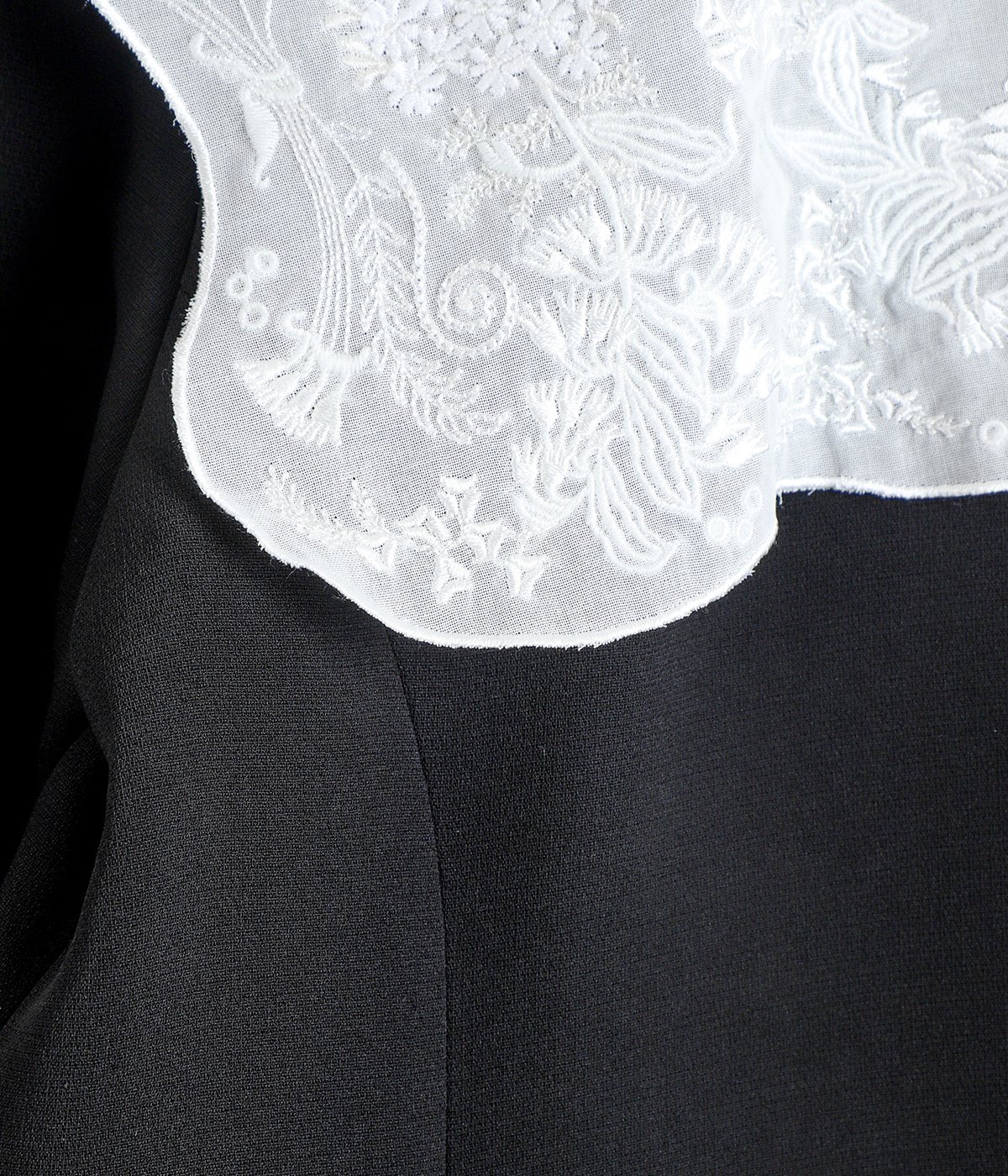 レディース】Triacetate Georgette Embroidery Collar Top | Mame