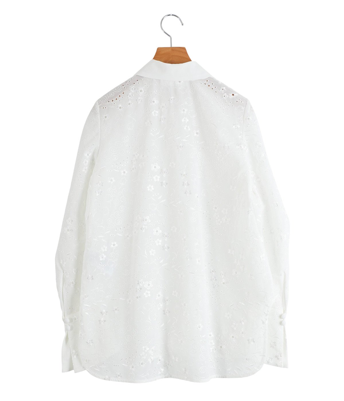 レディース】Triacetate Georgette Floral Embroidery Top | Mame