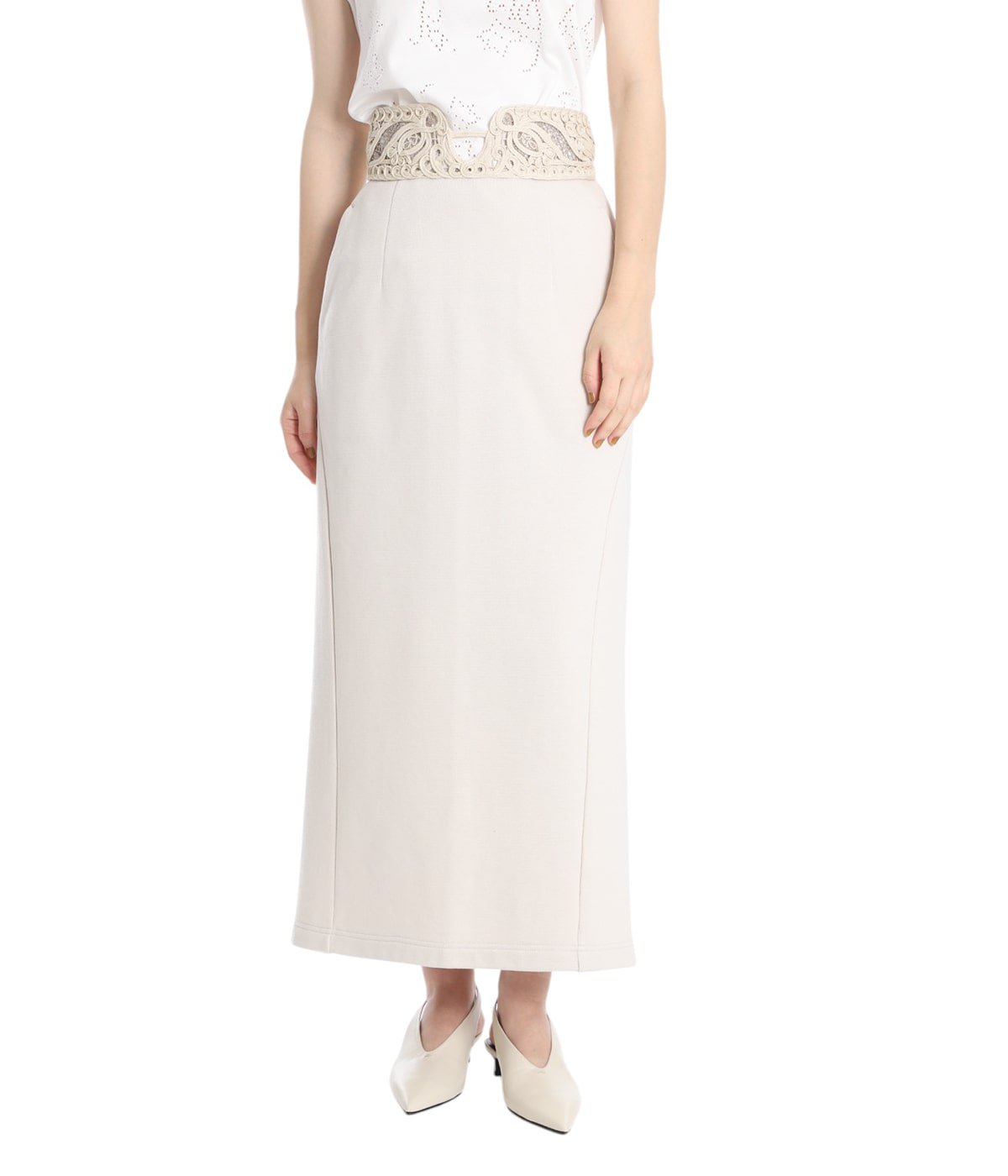 Cording Embroidery Sweat Skirt(1 ECRU): Mame Kurogouchi