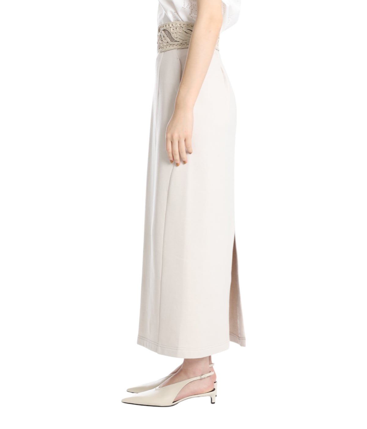 Cording Embroidery Sweat Skirt ecru 完売品 Cording Embroidery Sweat Skirt(1 ECRU): Mame Kurogouchi