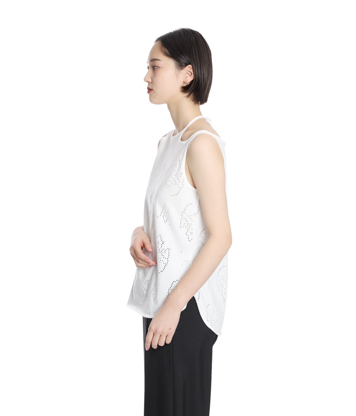 レディース】Eyelet Jersey Jacquard Sleeveless Top | Mame