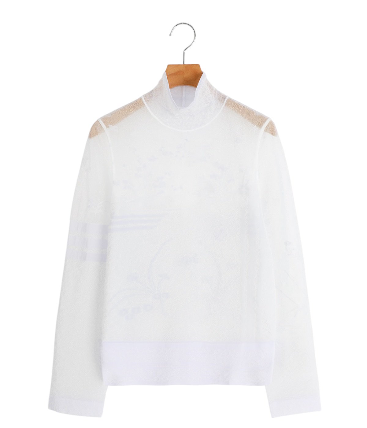 レディース】Nature Pattern Sheer Knitted High Neck Top