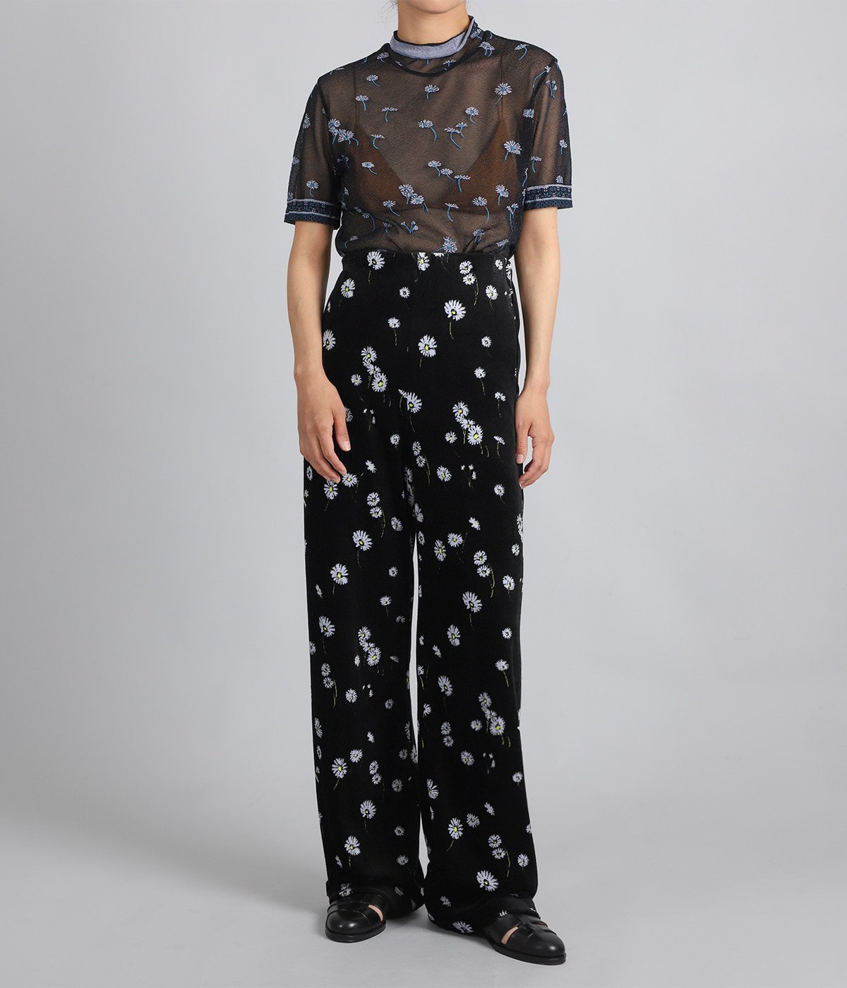 レディース】Velour Jersey Floral Trousers | Mame Kurogouchi(マメ