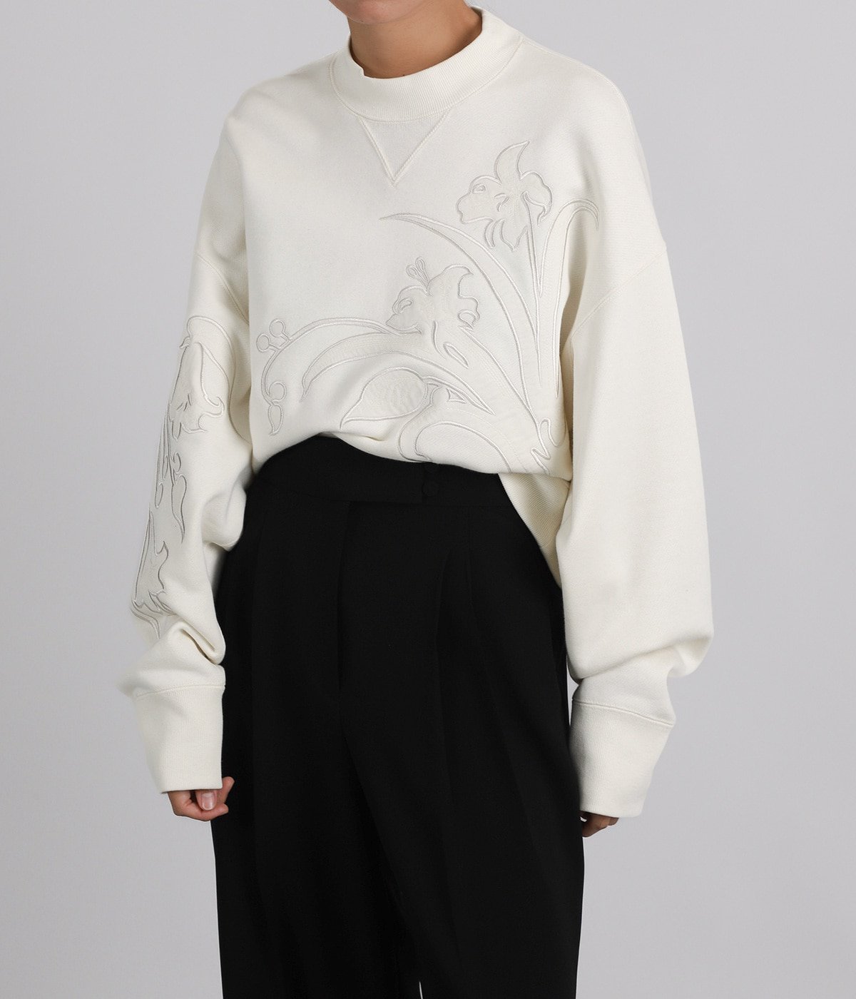 レディース】Floral Embroidery Short Sweat Top | Mame Kurogouchi