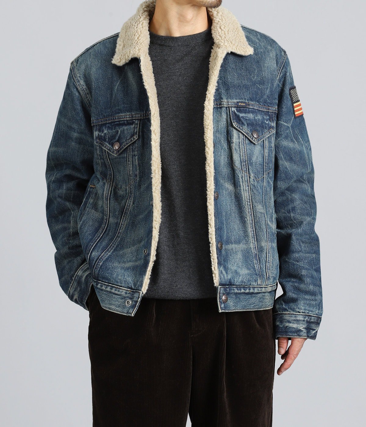 Polo ラルフローレン パッチワークデニムジャケット HI- PILE ICON DENIM TRUCKER JACKET | POLO RALPH LAUREN(ポロ ラルフ