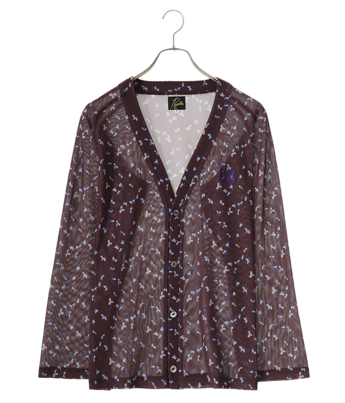 レディース】V Neck Cardigan - Poly Mesh / Floral Printed | NEEDLES 