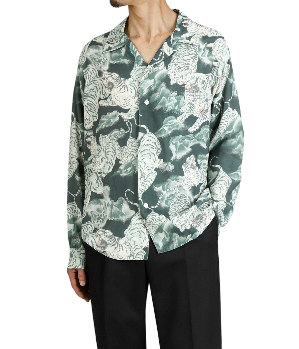 RAYON LONG SLEEVE ALOHA SHIRT(百虎) | NIPOALOHA(ニポアロハ