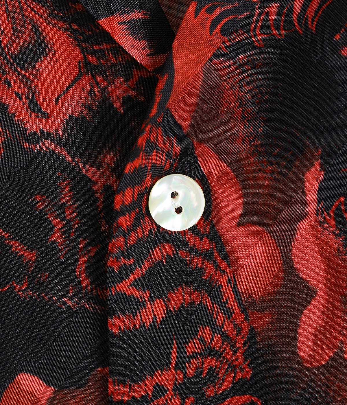 SILK CUPRO SHORT SLEEVE ALOHA SHIRT〈ONE HUDRED TIGERS / BLACK 