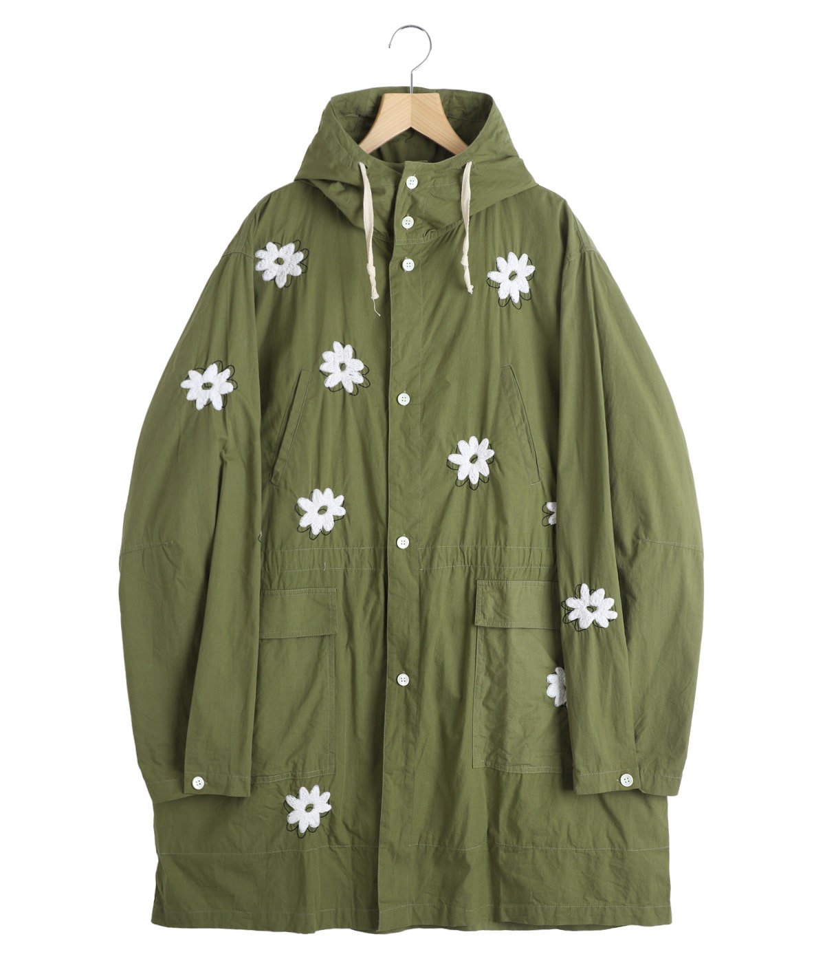 Flower Embroidery Hooded Coat | NOMARHYTHM TEXTILE(ノーマリズム
