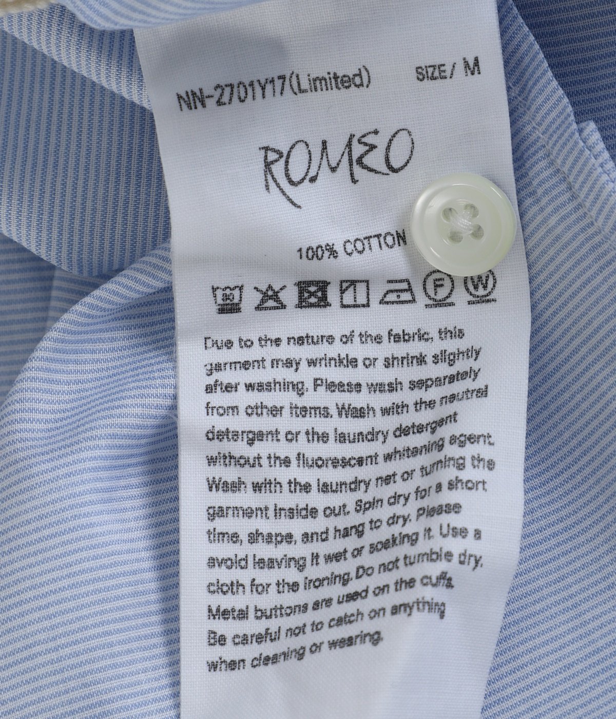 ROMEO / ロメオ (デッドストック ライトブルーパターンドシャツ 