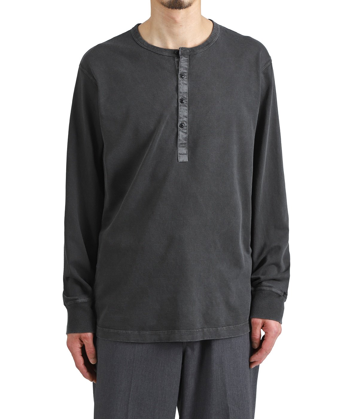 DWELLER L/S HENRY NECK TEE COTTON JERSEY PIGMENT DYE | nonnative