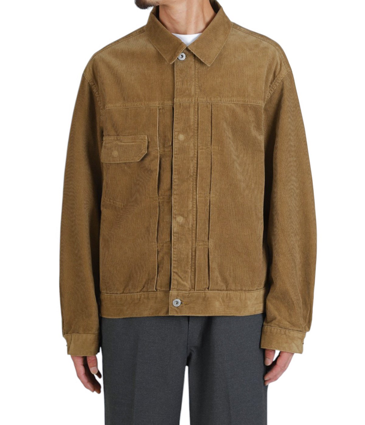 オーセンティック、ヌードトランプ TRUCKER BLOUSON COTTON CORD SULFUR DYE WITH WINDSTOPPER