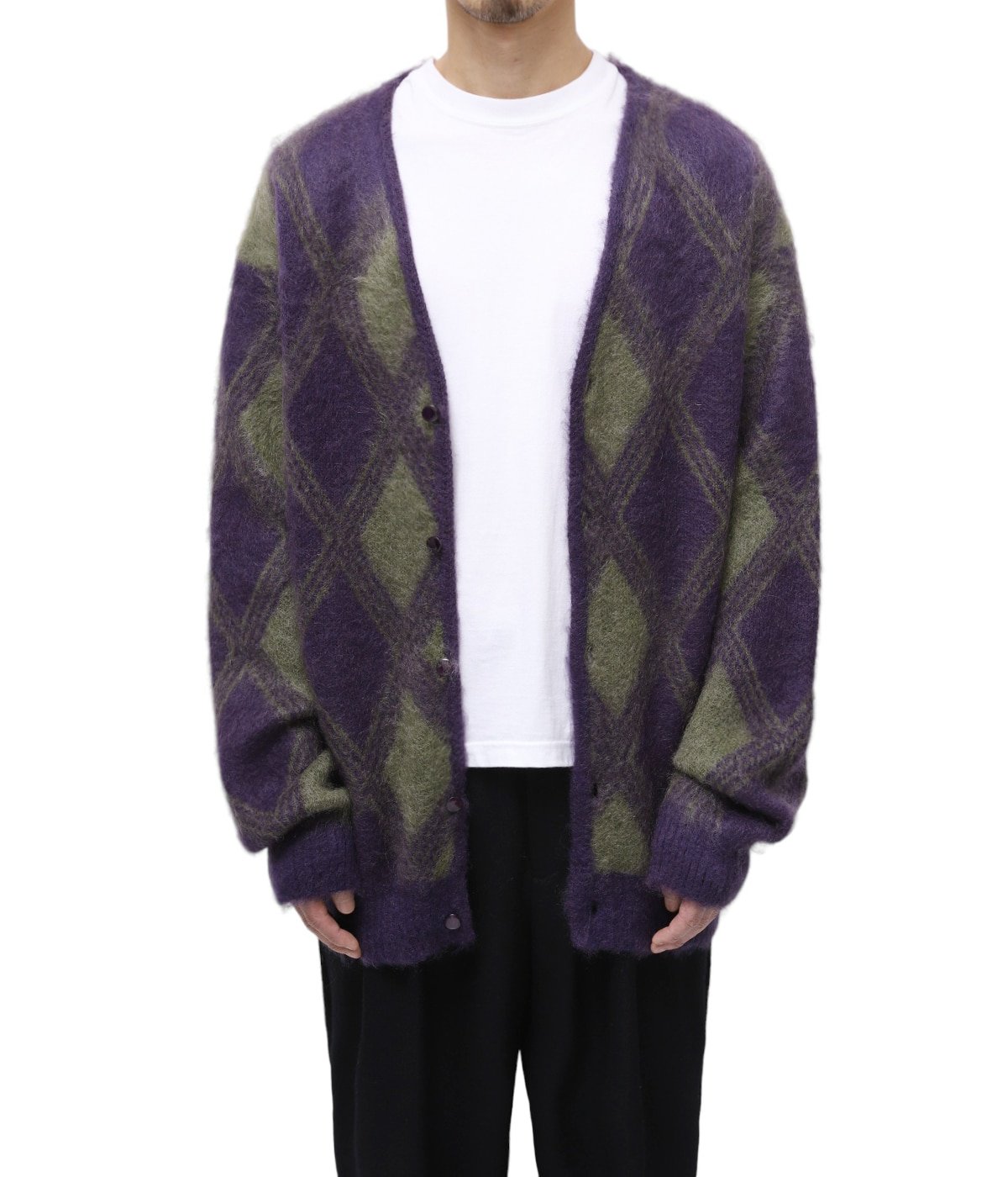 30%ウールNeedles Mohair Cardigan-ARGYLE (Lt.Blue) - altamar.us