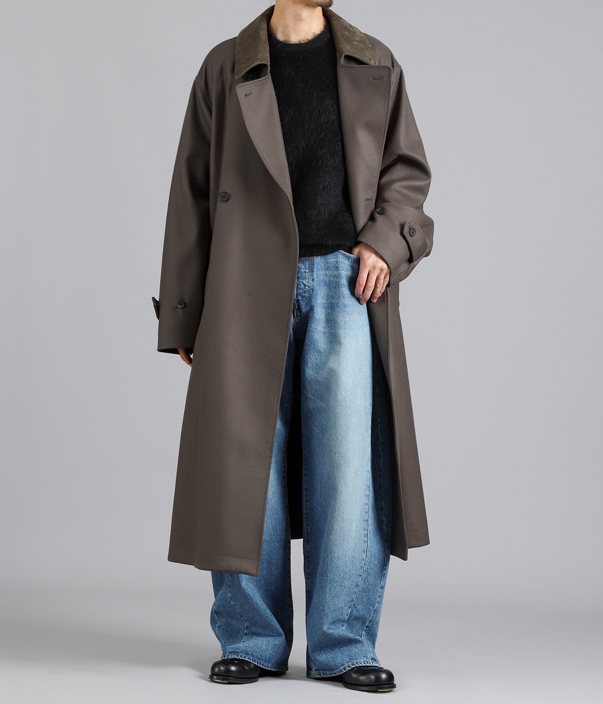 別注】WOOL MELTON DOUBLE BREASTED COAT | ssstein(シュタイン