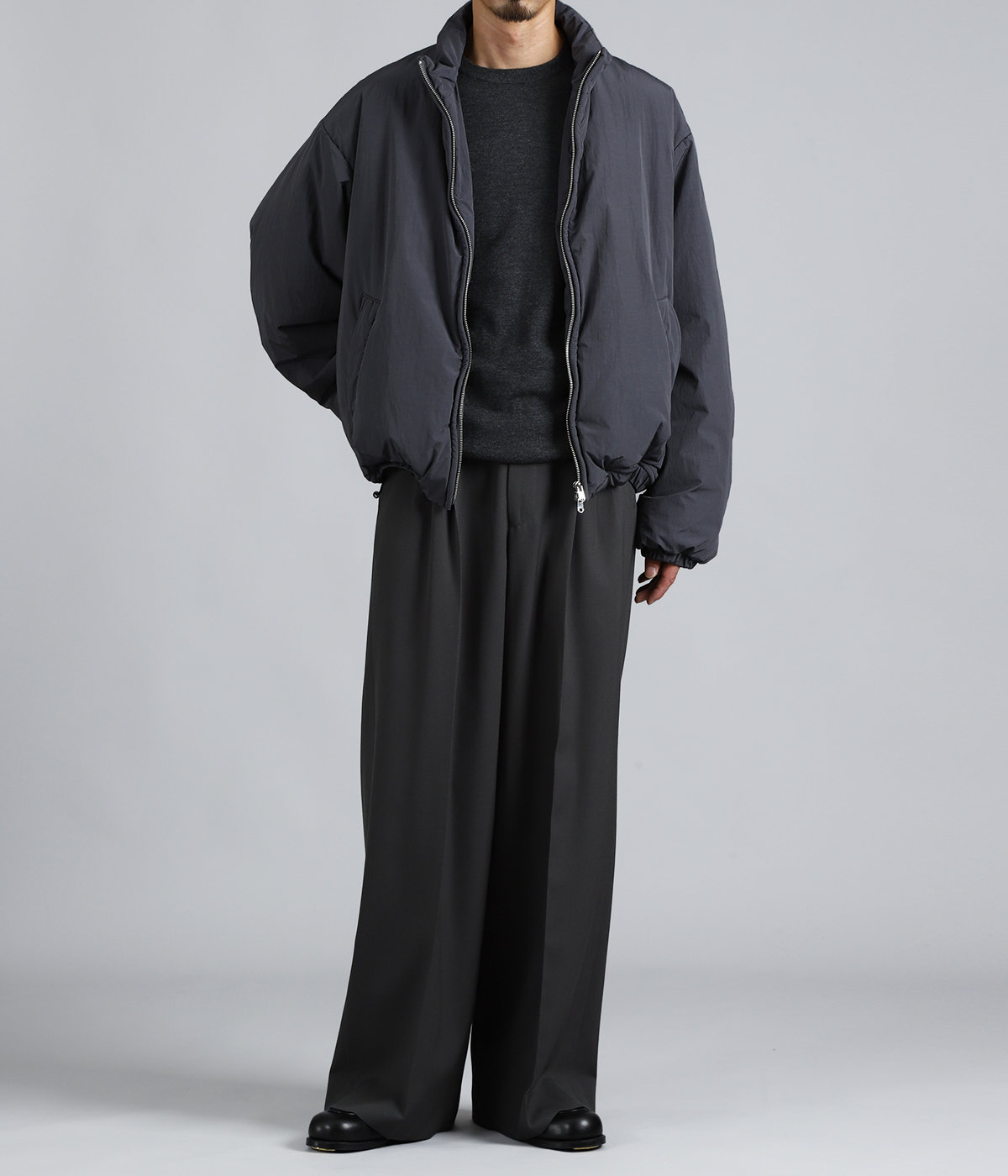 予約】【別注】Split-Fiber Taffeta Sculptural Wired Puffer Wide