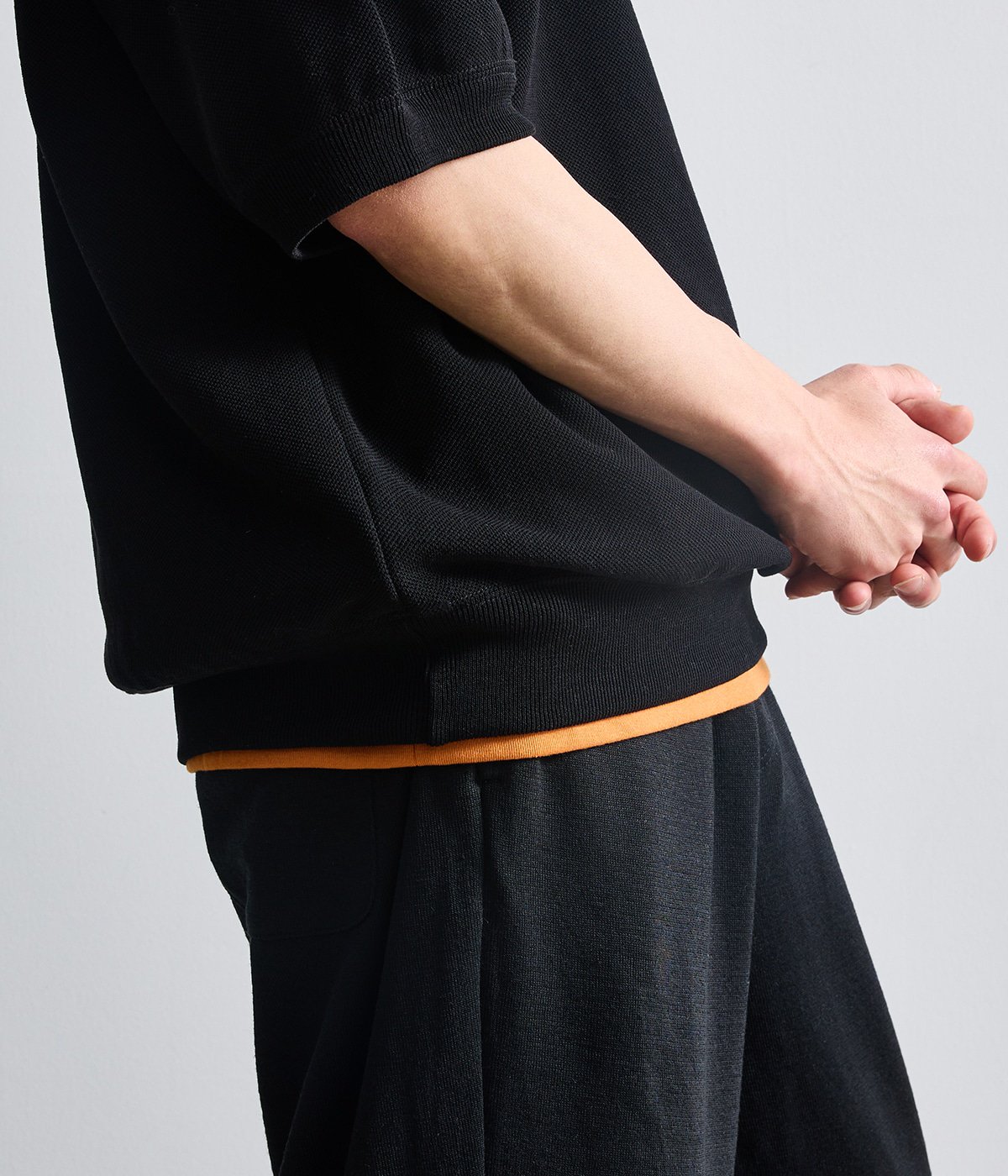 crepuscule Moss Stitch Poloスキッパーポロ 黒 2 crepuscule (クレプスキュール) Light Moss Stitch Polo
