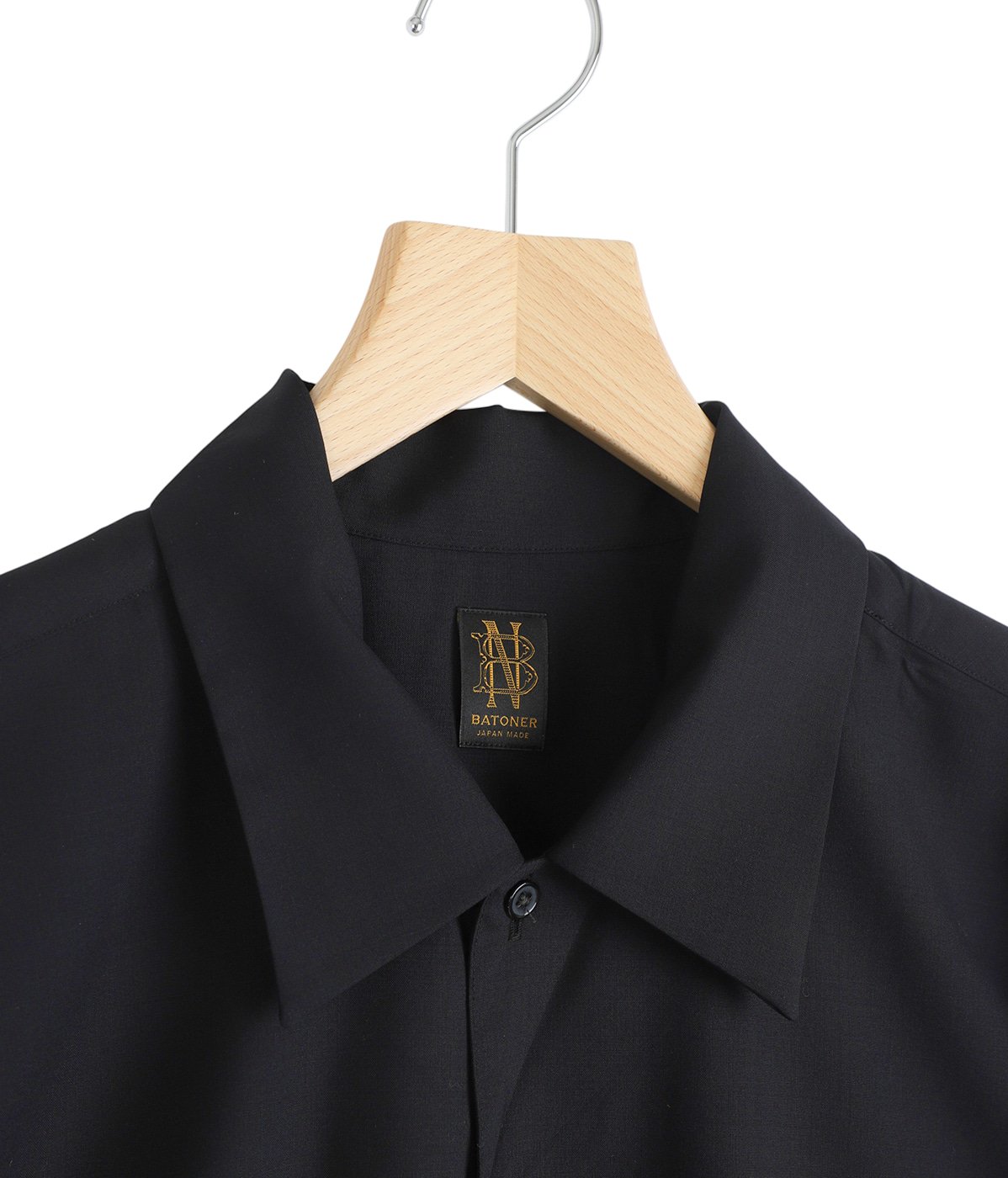 別注 SUPER 160 SOLID WOOL OPEN COLLAR SHIRT | BATONER(バトナー