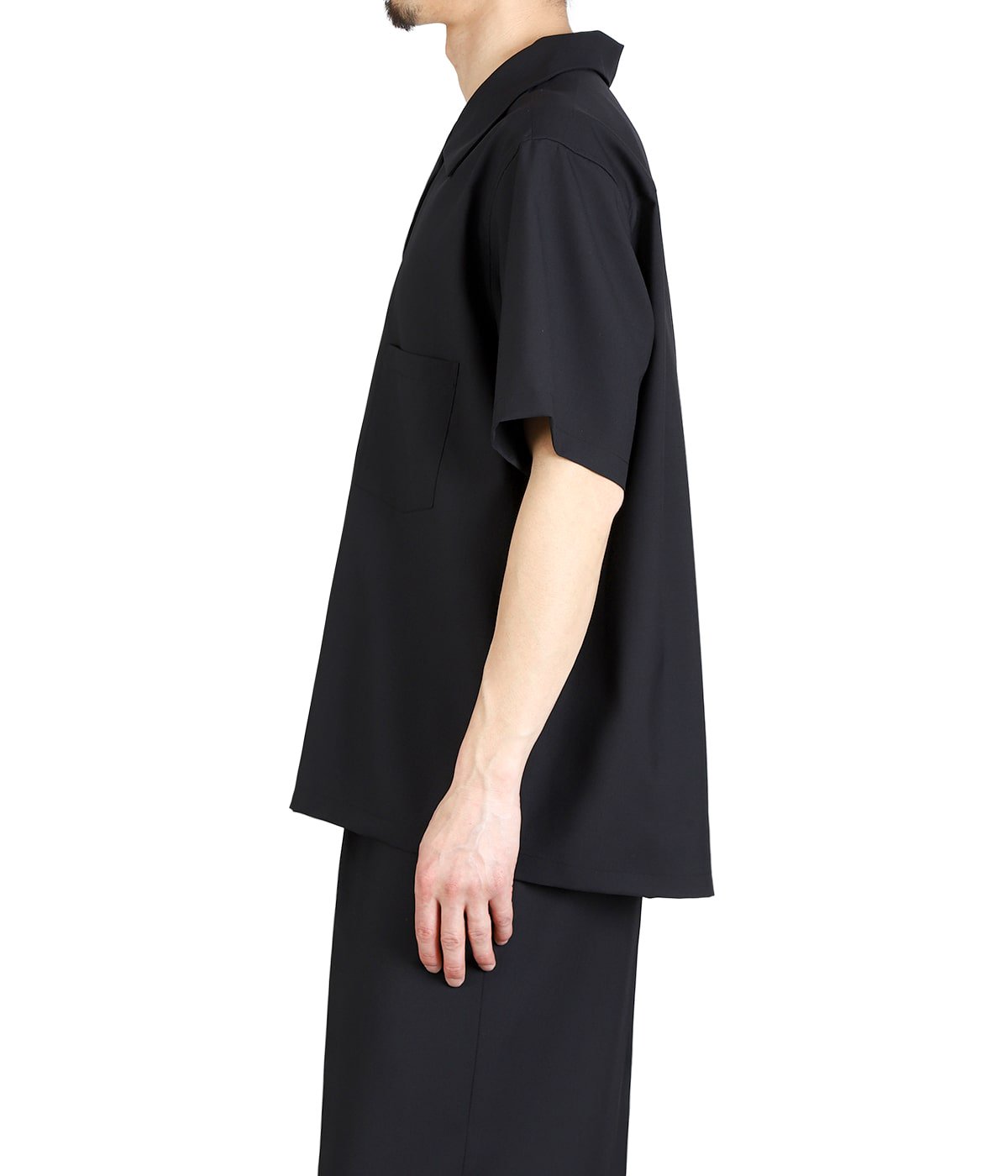 別注 SUPER 160 SOLID WOOL OPEN COLLAR SHIRT | BATONER(バトナー