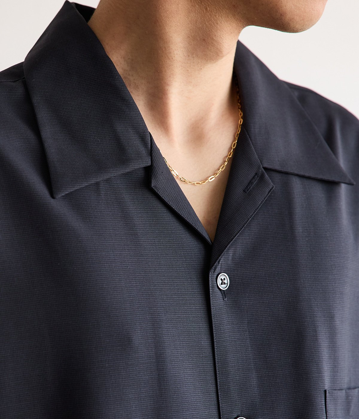 別注 SUPER 160 SOLID WOOL OPEN COLLAR SHIRT | BATONER(バトナー
