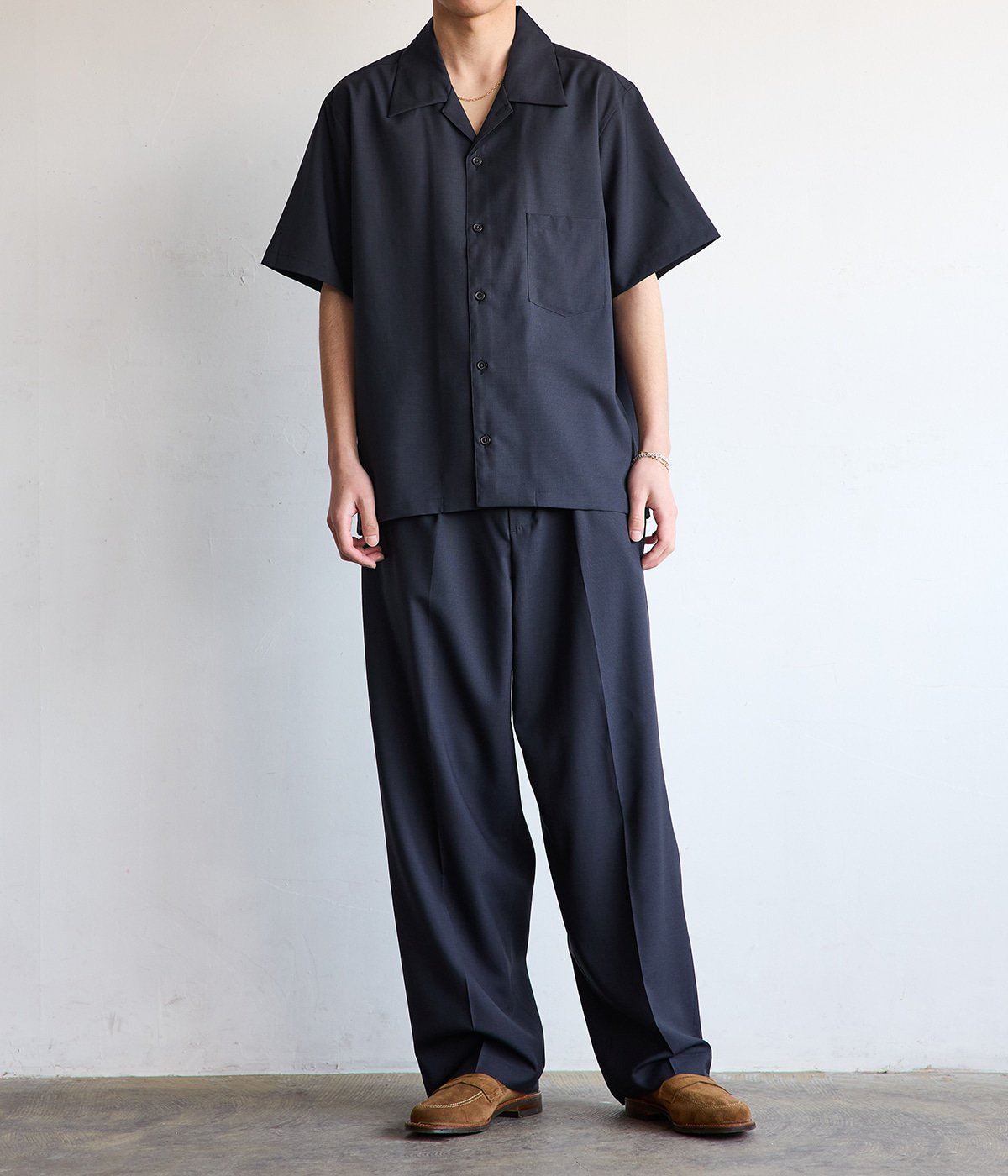 Batoner ARKnets別注 WOOL OPEN COLLAR SHIRT 別注 SUPER 160 SOLID WOOL OPEN COLLAR SHIRT | BATONER(バトナー