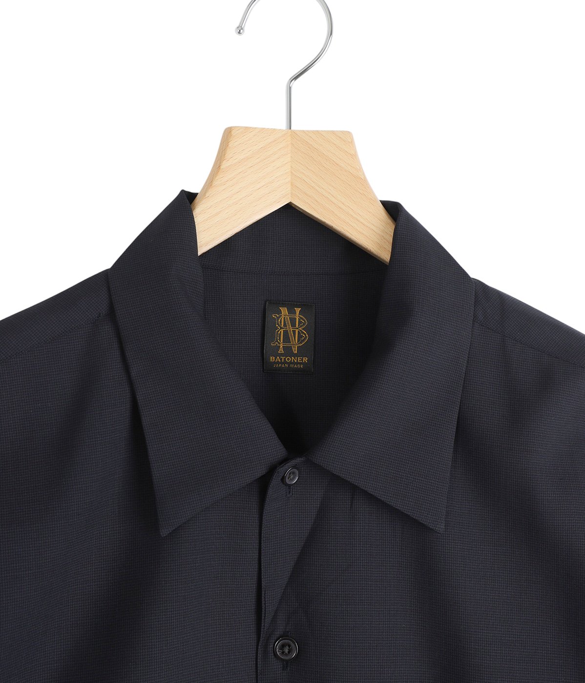 別注 SUPER 160 SOLID WOOL OPEN COLLAR SHIRT | BATONER(バトナー