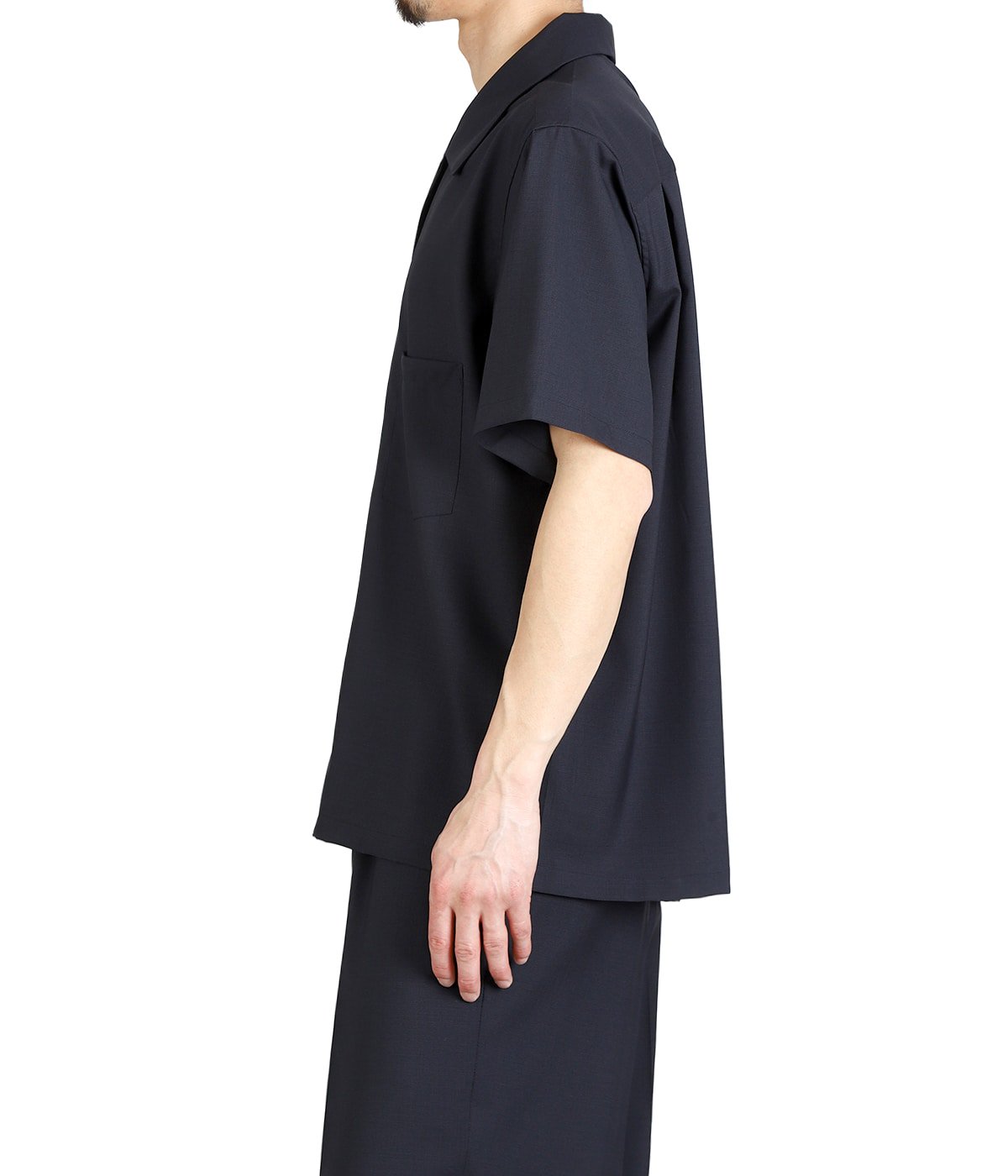 別注 SUPER 160 SOLID WOOL OPEN COLLAR SHIRT | BATONER(バトナー