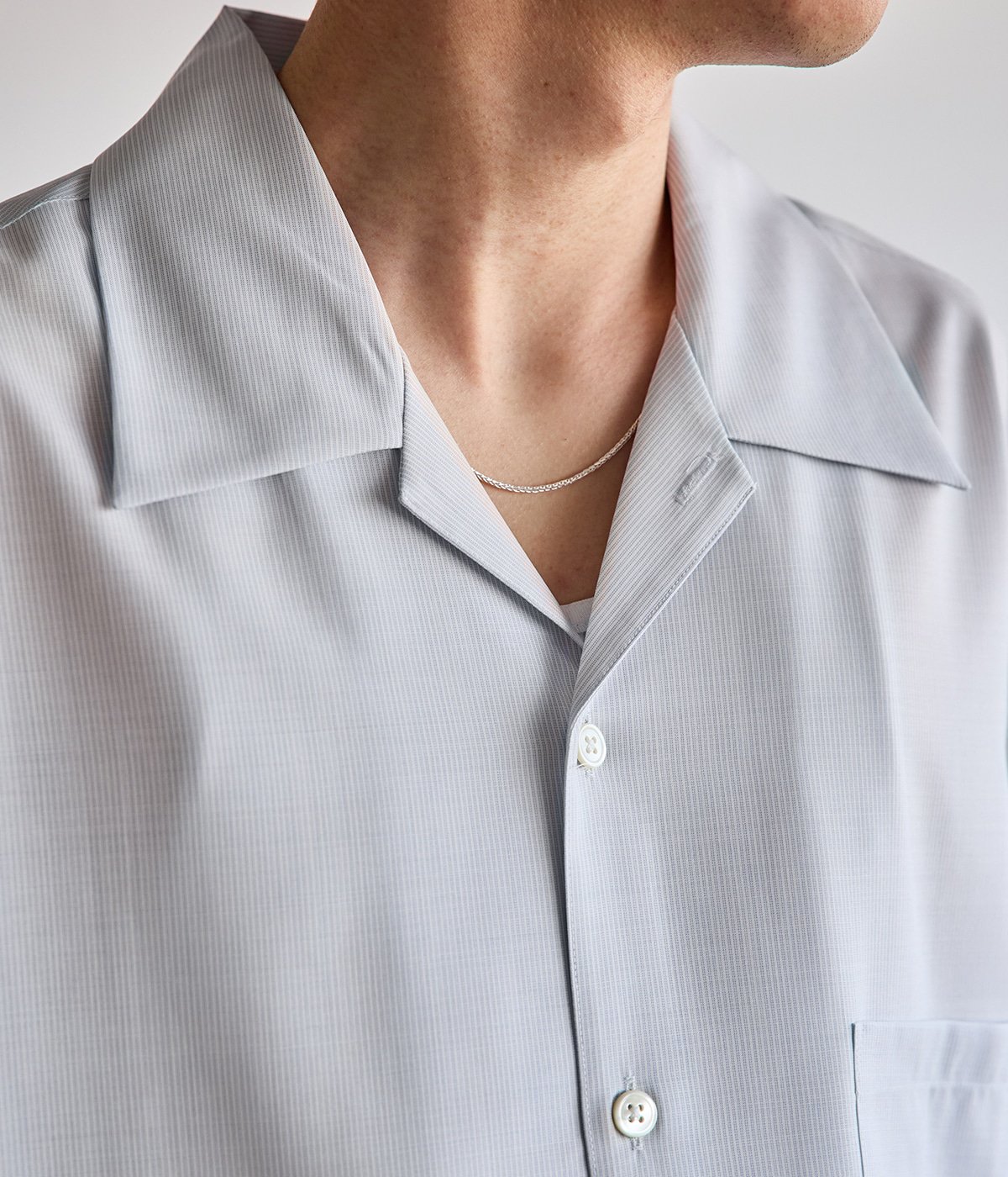 別注 SUPER 160 SOLID WOOL OPEN COLLAR SHIRT | BATONER(バトナー