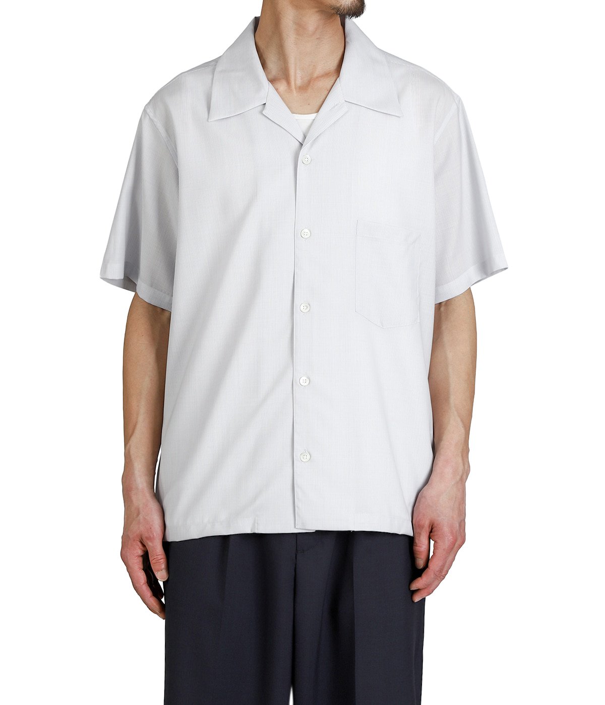 別注 SUPER 160 SOLID WOOL OPEN COLLAR SHIRT | BATONER(バトナー