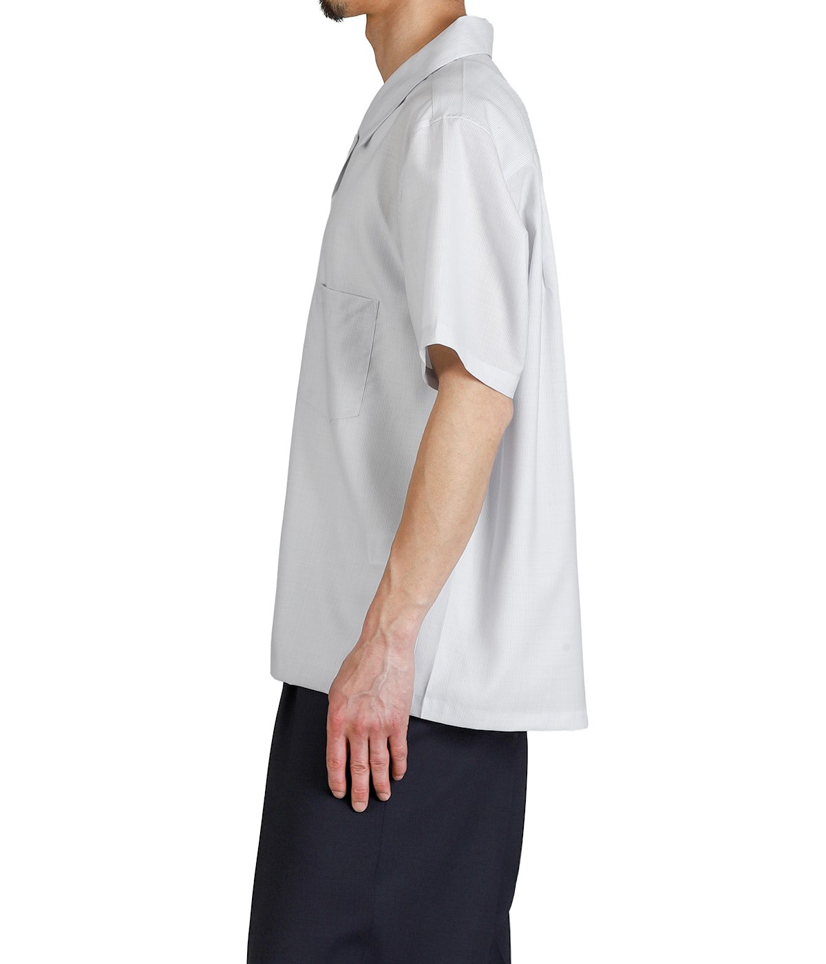 別注 SUPER 160 SOLID WOOL OPEN COLLAR SHIRT | BATONER(バトナー