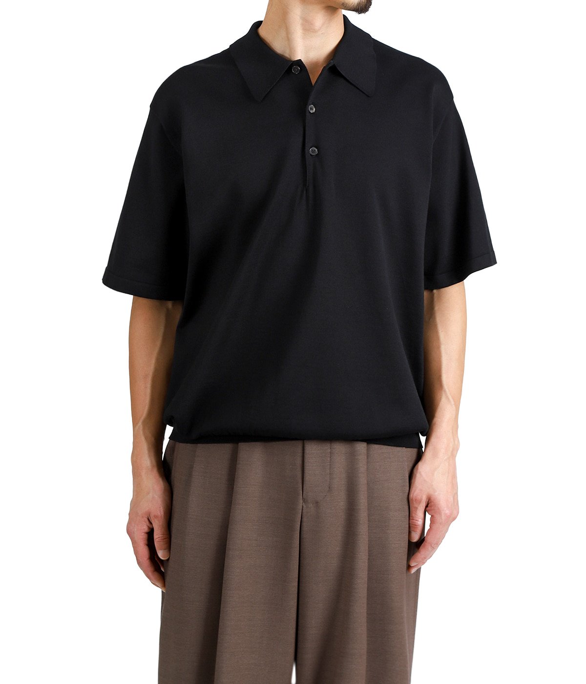 バトナー 24SS シーアイランドコットン ポロシャツ 1 ブラック 別注 THE SEAISLAND COTTON BROWSING POLO S/S | BATONER(バトナー